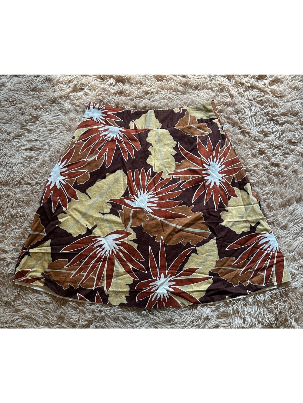 Merona brown and beige floral cotton & polyester skirt, size 8